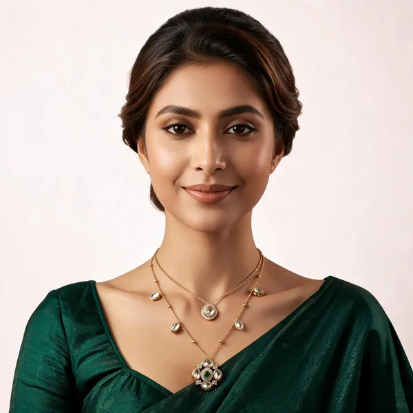 Gold_Moissanite_Layered_Stone_Necklace_Set_For_Women
