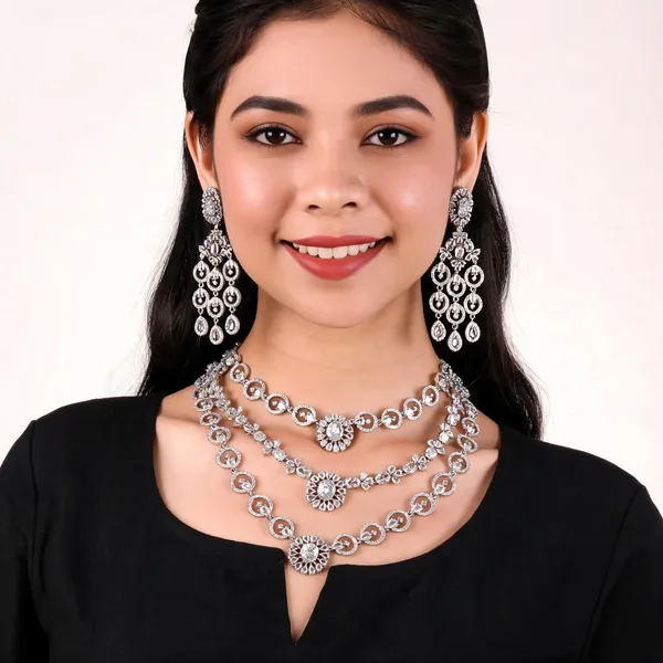 Silver_Brass_Layered_Floral_Stone_Necklace_Set_For_Women