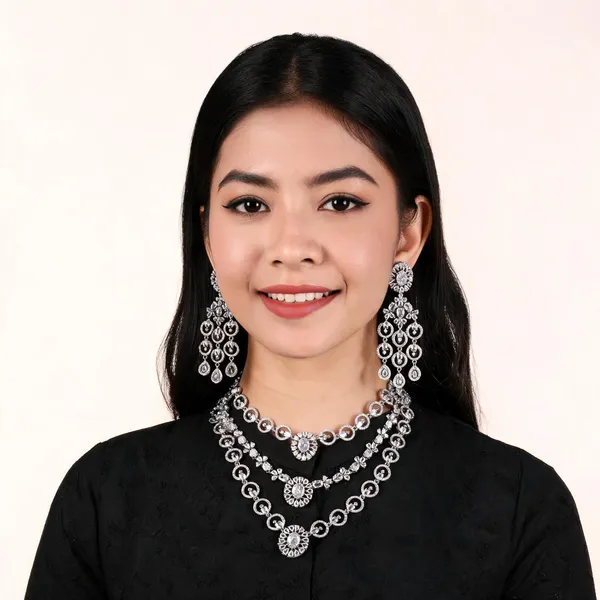 Silver_Brass_Layered_Floral_Stone_Necklace_Set_For_Women