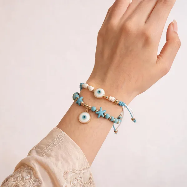 Turquoise_Gold_Brass_Coastal_Charm_Bracelet_For_Women