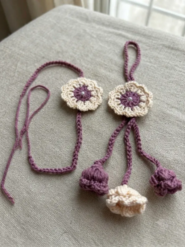 Purple_And_Cream_Crochet_Floral_Rakhi_Lumba_Pair_Set