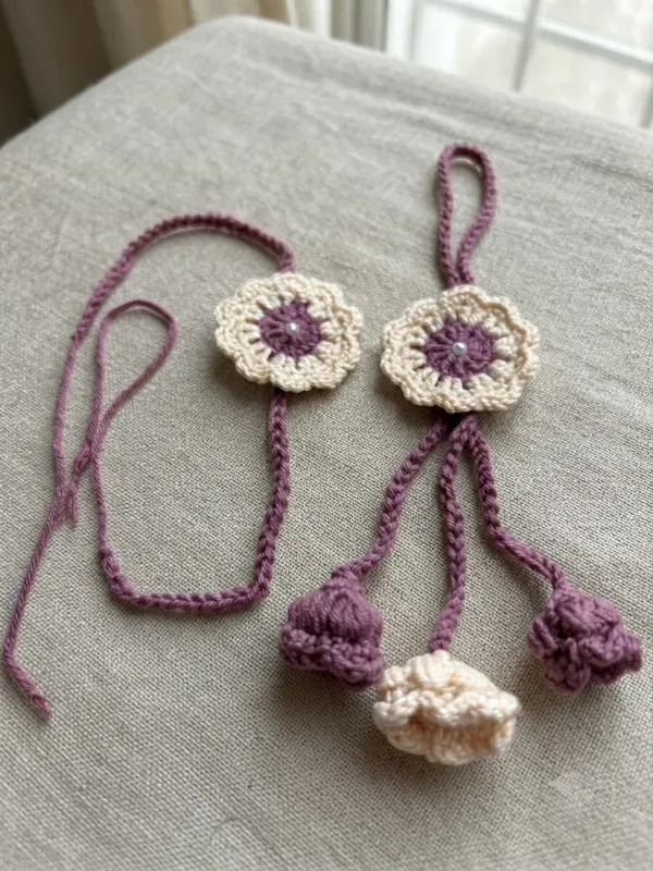 Purple_And_Cream_Crochet_Floral_Rakhi_Lumba_Pair_Set