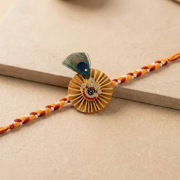 Multicolour_Thread_Peacock_Motif_Rakhi