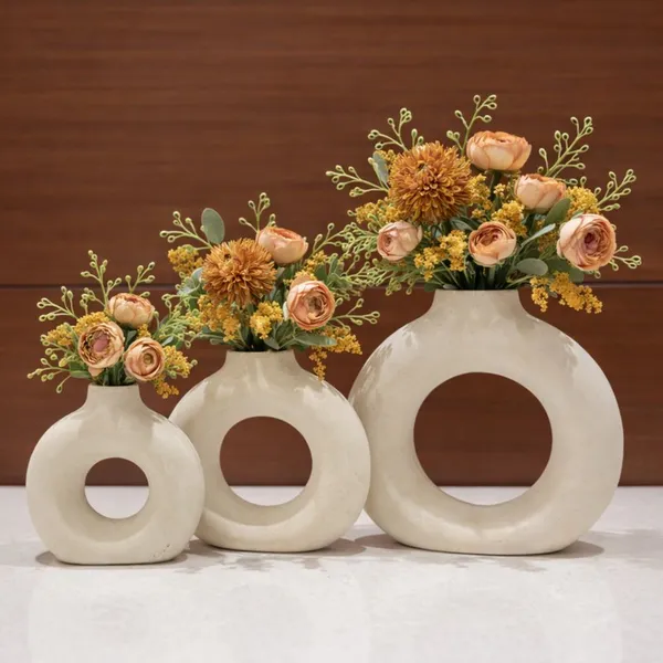 Ceramic_Modern_Ring_Shape_Flower_Vase_Set_Of_3
