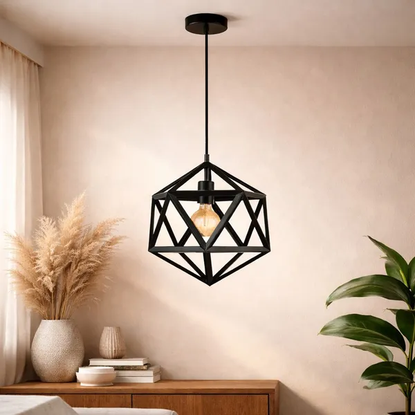 Iron_Geometric_Open_Frame_Matte_Black_Pendant_Light