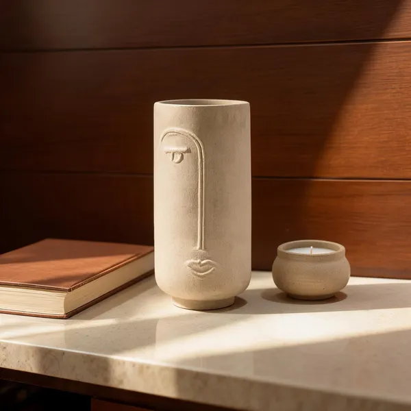 Ceramic_Minimalist_Abstract_Face_Textured_Beige_Flower_Vase
