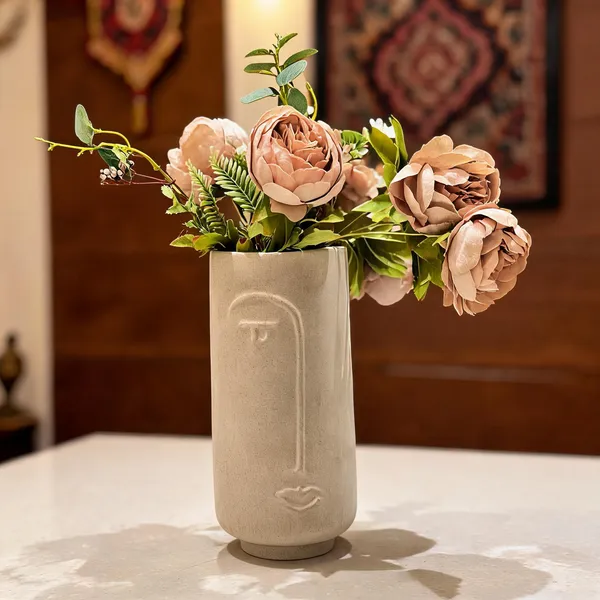 Ceramic_Minimalist_Abstract_Face_Textured_Beige_Flower_Vase
