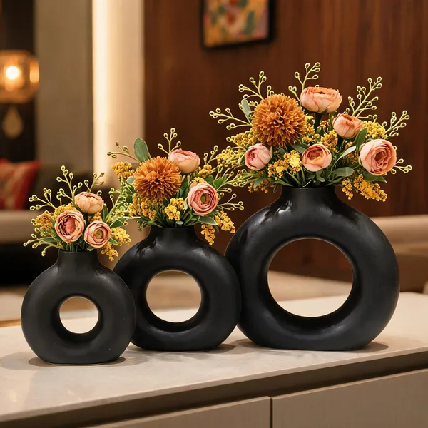 Ceramic_Modern_Ring_Multicolor_Flower_Vase_Set_Of_3