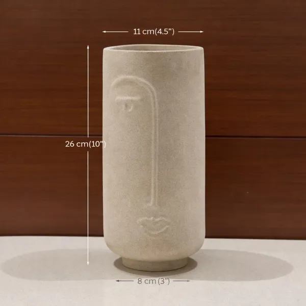 Ceramic_Minimalist_Abstract_Face_Textured_Beige_Flower_Vase