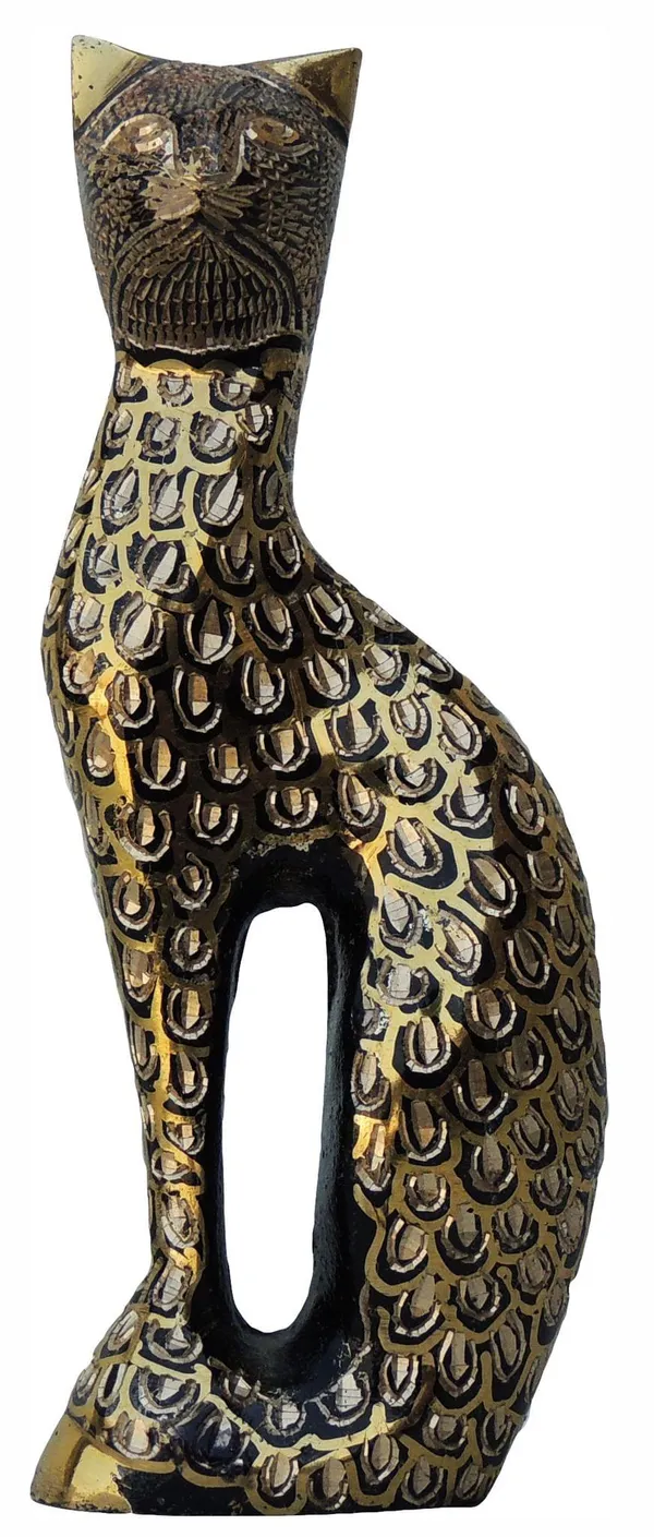 Brass_Showpiece_Cat_Statue_-_2x1.5x6_inch_(AN044_A)