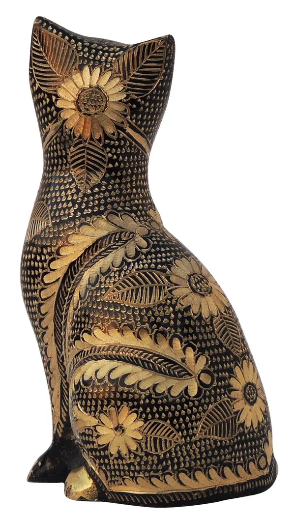 Brass_Table_Decor_Showpiece_Cat_Statue_-_3x2.5x6x_Inch_(AN045_B)