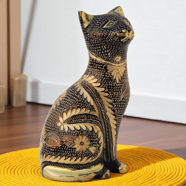 Brass_Table_Decor_Showpiece_Cat_Statue_-_3x2.5x6x_Inch_(AN045_B)