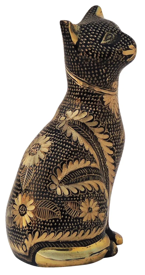 Brass_Table_Decor_Showpiece_Cat_Statue_-_3x2.5x6x_Inch_(AN045_B)