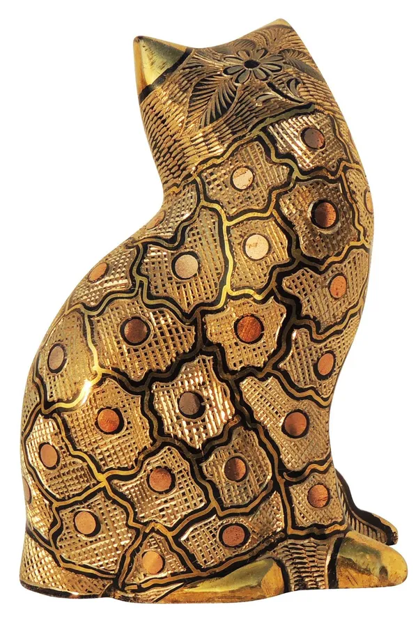 Brass_Table_Decor_Showpiece_Cat_Statue_-_4.5x2.5x6x_Inch_(AN046_B)