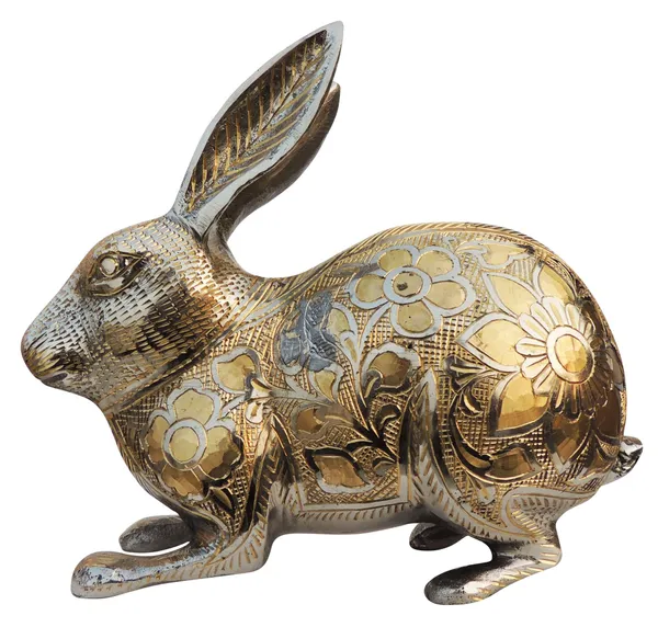 Brass_Showpiece_Rabbit_Nickel_Fancy_Statue_-_8x3.2x7.1_Inch_(AN146_A)