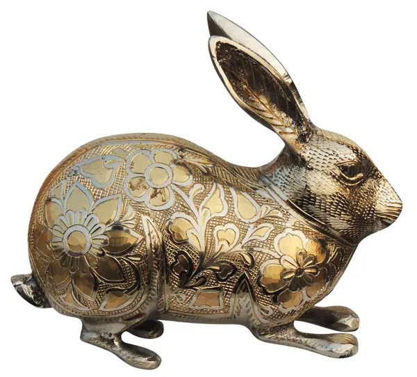 Brass_Showpiece_Rabbit_Nickel_Fancy_Statue_-_8x3.2x7.1_Inch_(AN146_A)