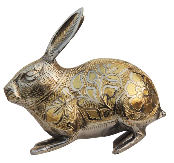 Brass_Showpiece_Rabbit_Nickel_Fancy_Statue_-_6x2.5x5.5_Inch_(AN146_C)