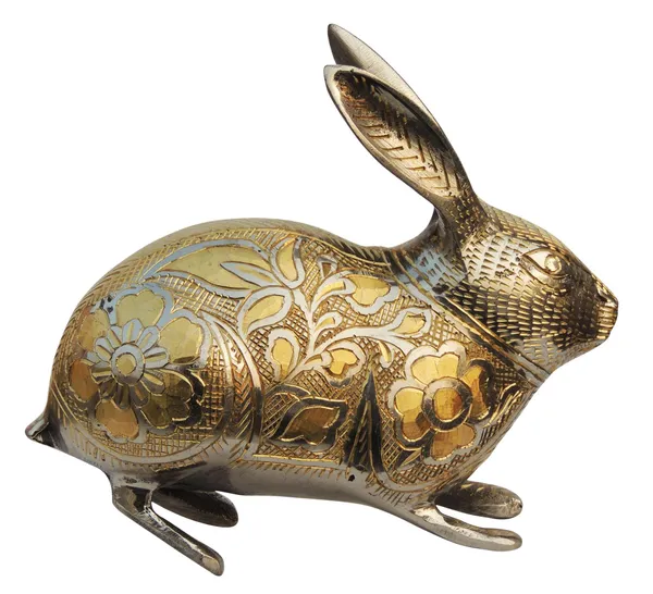 Brass_Showpiece_Rabbit_Nickel_Fancy_Statue_-_6x2.5x5.5_Inch_(AN146_C)