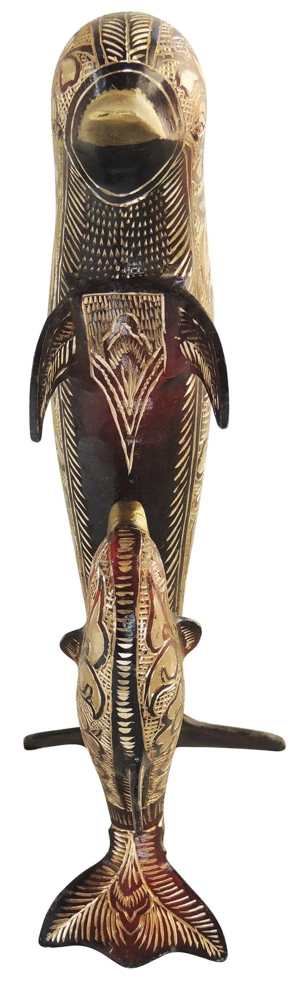Brass_Showpiece_Dolphin_Statue_-_6.5x4x12_Inch_(AN174_B)
