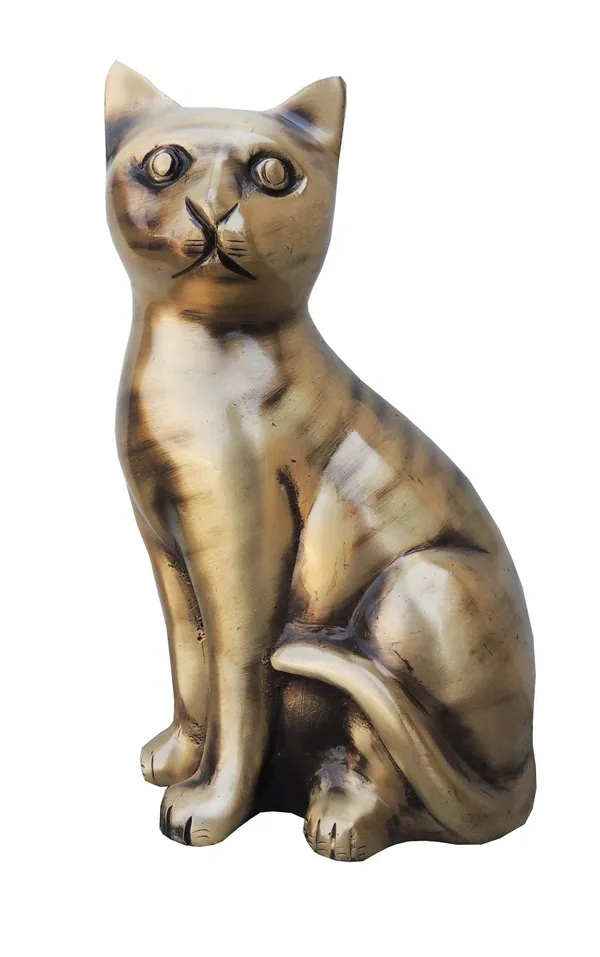 Brass_Showpiece_Cat_Statue_-_4.6x3.3x7.2_inch_(AN222_C)