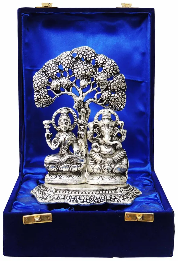 Showpiece_Aluminium_Laxmi_Ganesh_-_5.2x3.2x6.7_inch_(AS089)