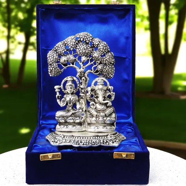 Showpiece_Aluminium_Laxmi_Ganesh_-_5.2x3.2x6.7_inch_(AS089)