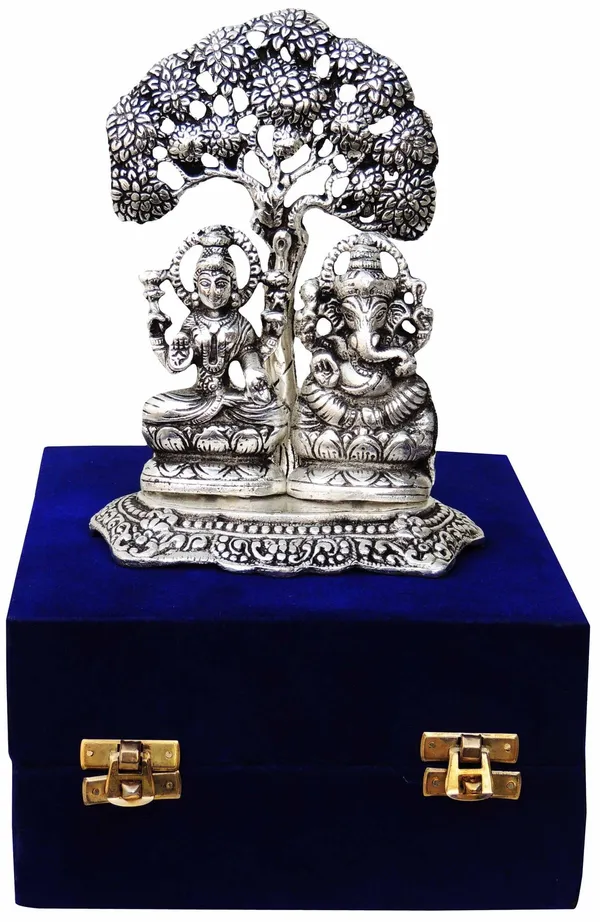 Showpiece_Aluminium_Laxmi_Ganesh_-_5.2x3.2x6.7_inch_(AS089)