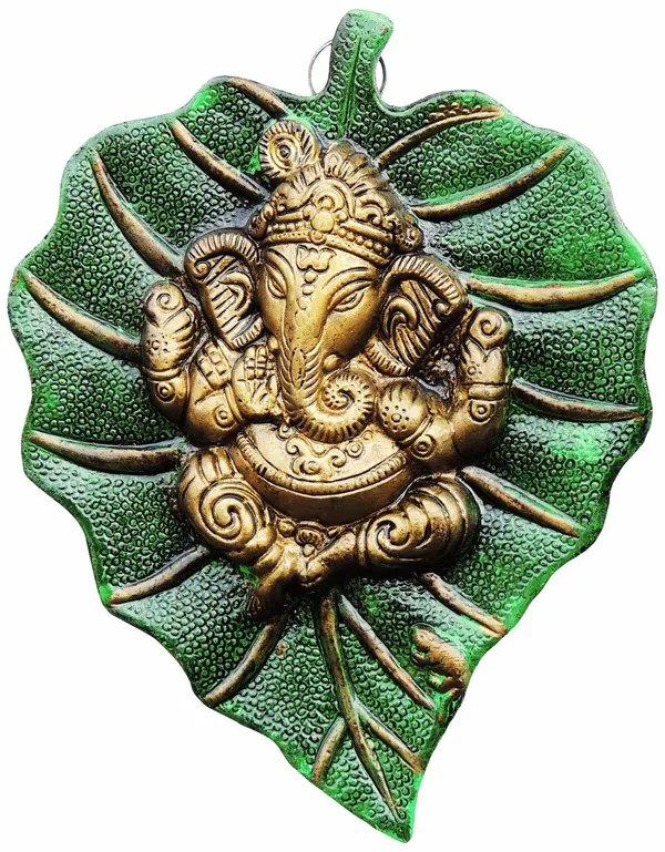Aluminum_Showpiece_Ganesh_Patta_Green_Color_Statue_-_6.5x0.25x8.5_Inch_(AS095_B)