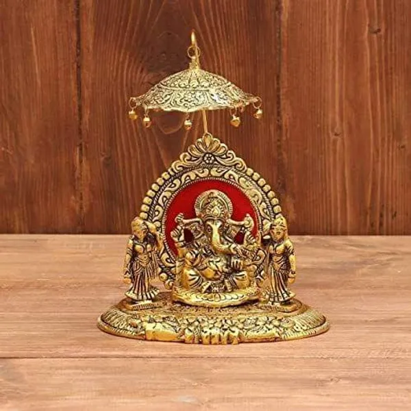 Showpiece_Ganeshji_with_Ridhi_Sidhi_Gold_-_6.5x5.5x8.5_inch_(AS133_G)