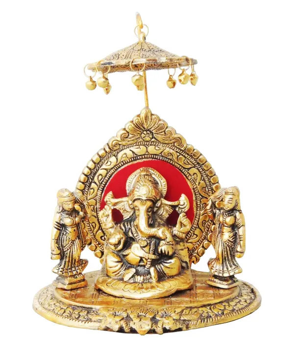 Showpiece_Ganeshji_with_Ridhi_Sidhi_Gold_-_6.5x5.5x8.5_inch_(AS133_G)
