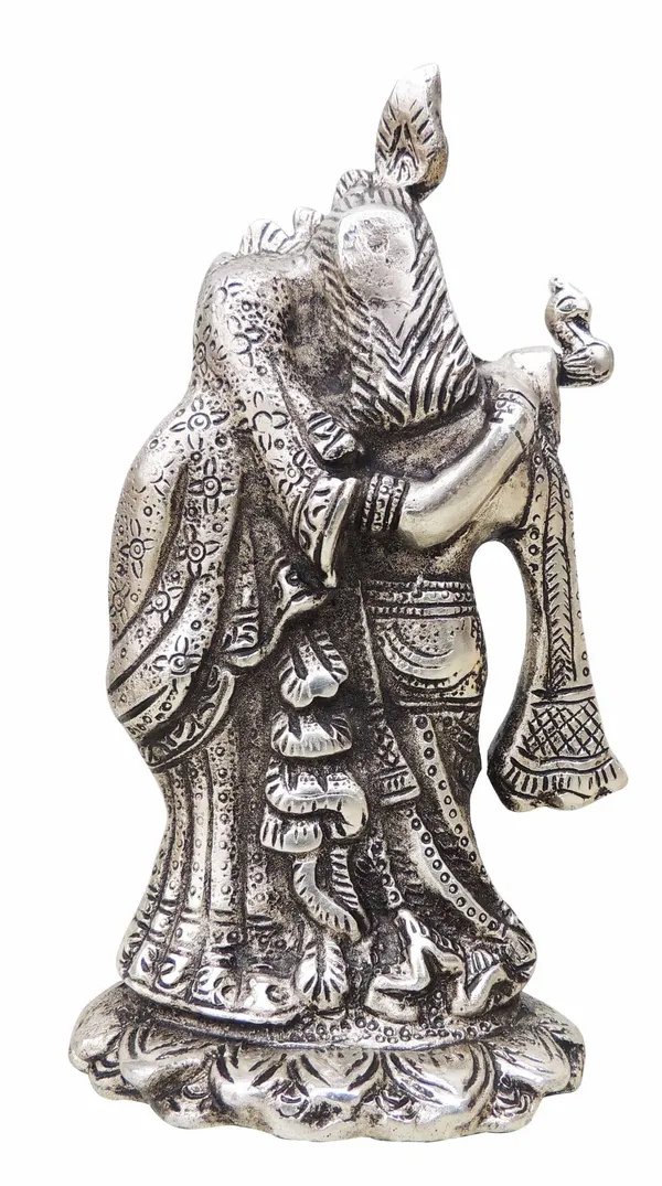 Showpiece_Radha_Krishna_Statue_Silver_Finish-_4.4x3x7.5_inch_(AS242_S)