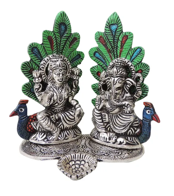 Showpiece_Aluminium_Lamxi_Ji_Sitting_On_Peacock_-_5.5x4.2x5.8_inch_(AS367_S)