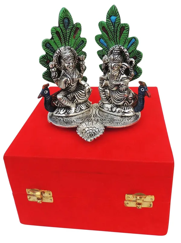 Showpiece_Aluminium_Lamxi_Ji_Sitting_On_Peacock_-_5.5x4.2x5.8_inch_(AS367_S)