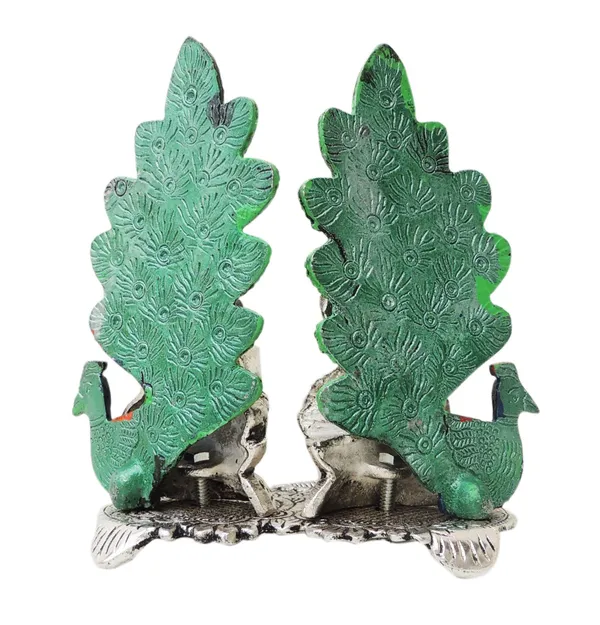 Showpiece_Aluminium_Lamxi_Ji_Sitting_On_Peacock_-_5.5x4.2x5.8_inch_(AS367_S)