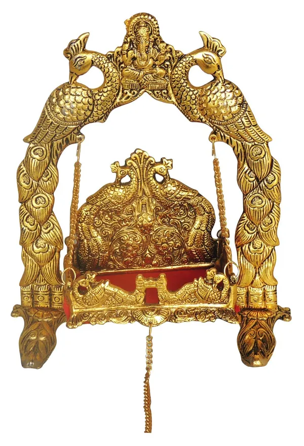 Aluminium_Showpiece_Ganesh_Peacock_Jhula_Statue_-_9x6x10.2_Inch_(AS454_G)