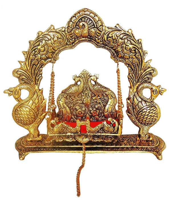Aluminium_Showpiece_Double_Peacock_Jhula_Statue_-_11.5x4x10.2_Inch_(AS455_G)