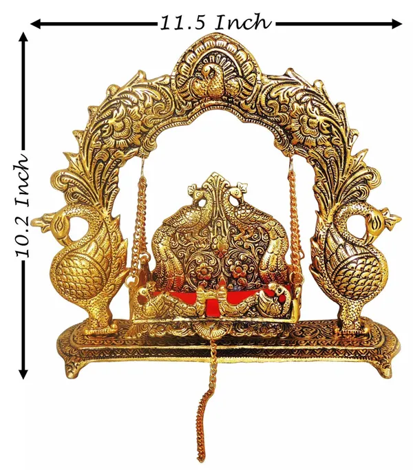 Aluminium_Showpiece_Double_Peacock_Jhula_Statue_-_11.5x4x10.2_Inch_(AS455_G)