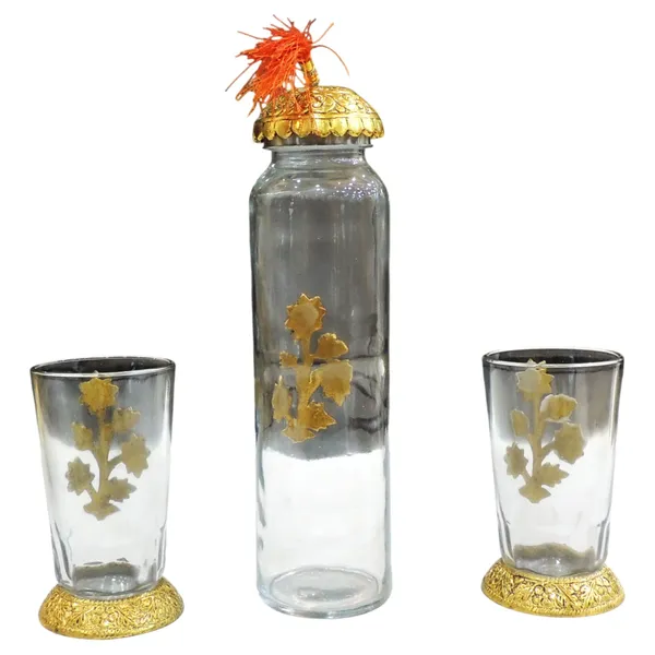Aluminium_Decorative_2_Pieces_Glass_Set_With_Bottle_(AS537_D)