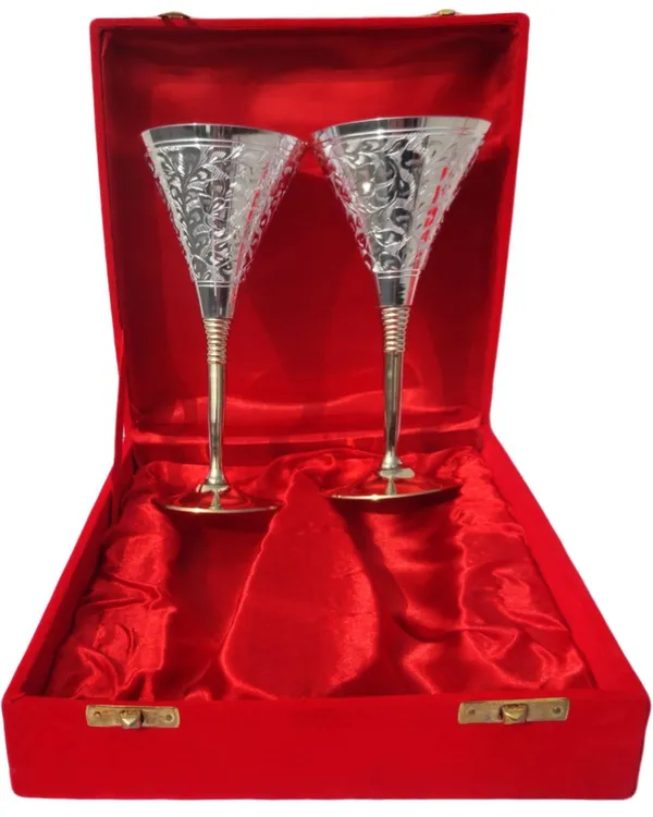 Goblet_2_pcs_horn_With_Silver_Finish_(B077)