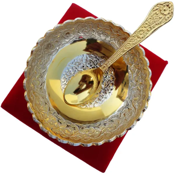 Brass_Decorative_Bowl_Do_Patti_2_Tone_With_Spoon_(B137)