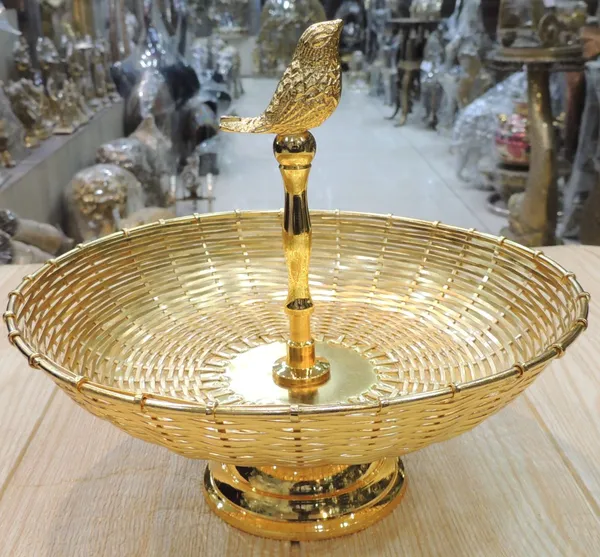 Brass_Showpiece_Wire_Netting_Bowl_Diwali_Gifting_Item_-_8.5x8.5x7_Inch_(B313_A)