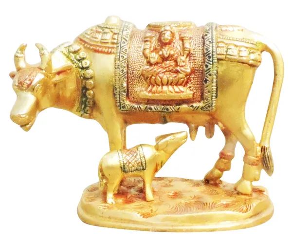 Brass_Showpiece_Cow_With_Calf_Statue_-_6.6x3.2x4_inch_(BS1012_A)