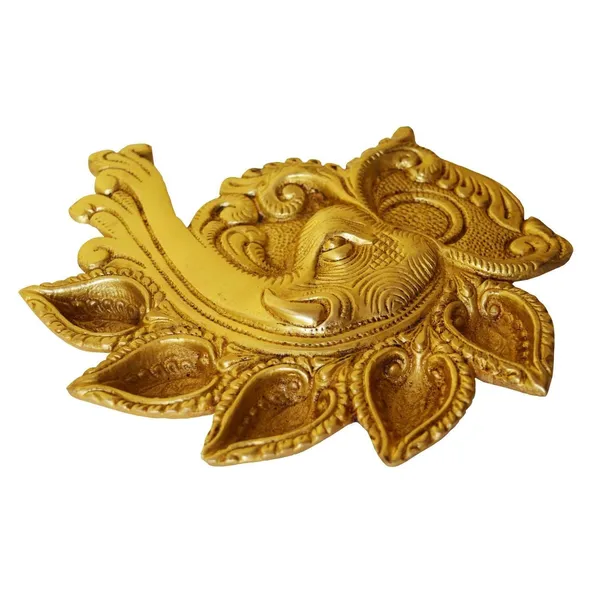 Brass_Elephant_Face_Conch_Shape_Deepak_5_Wicks_-_8x1x7_inch_(BS1187_A)