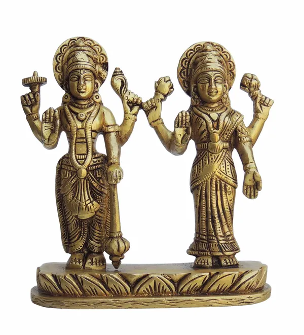 Brass_Showpiece_Vishnu_Laxmi_Ji_-5x1.5x5.5_Inch_(BS1352_D)