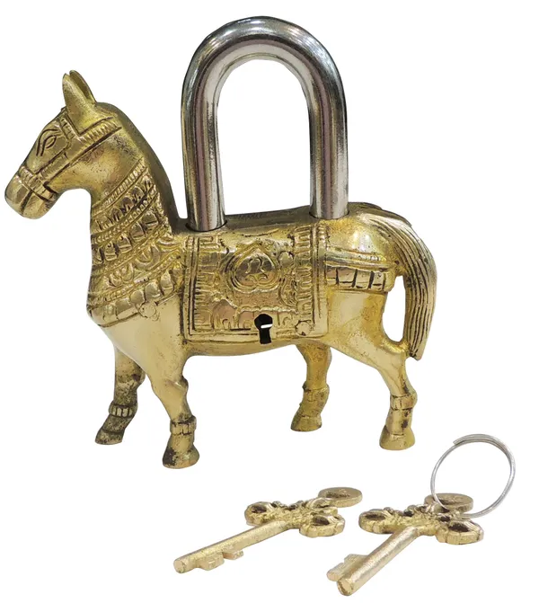 Brass_Showpiece_Horse_Lock_God_Idol_Statue_-_5x1x5.5_Inch_(BS1486_K)