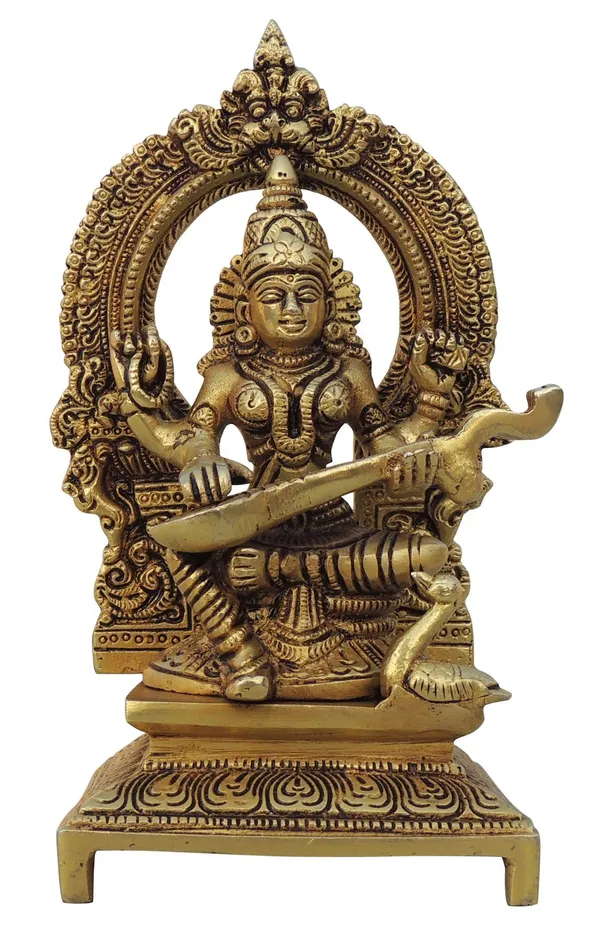 Brass_Showpiece_Saraswati_Ji_Idol_Statue_-_4.2x2.6x7.5_Inch_(BS1539_C)