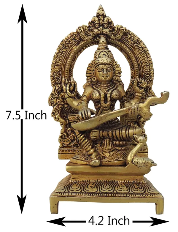 Brass_Showpiece_Saraswati_Ji_Idol_Statue_-_4.2x2.6x7.5_Inch_(BS1539_C)