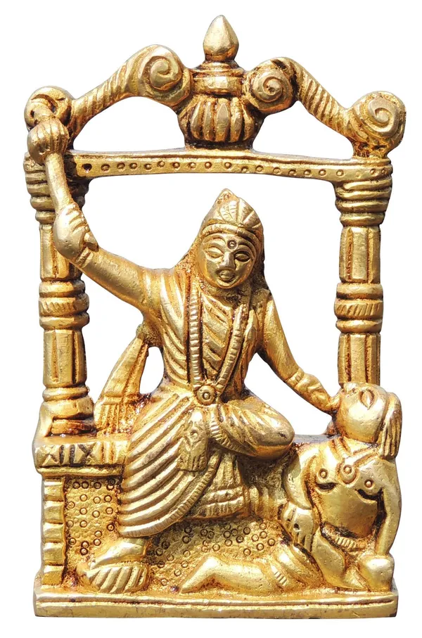 Brass_Showpiece_Baglamukhi_Statue_-_3x1x4.5_Inch_(BS1719_D)