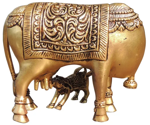 Brass_Showpiece_Cow_With_Calf_God_Idol_Statue_-_5x2.5x4_Inch_(BS1771_D)