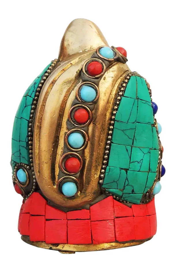 Brass_Showpiece_Laughing_Buddha_Statue_With_Turquoise_Coral_Stone_Finish_-_2.5x2x3.8_Inch_(BS325_C)